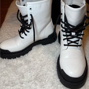 Stylish White Combat Boots